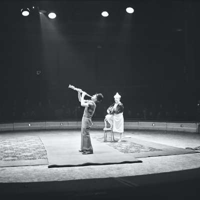 Circus performers in ring