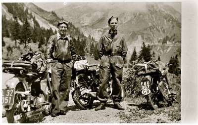 Two men with motorbikes