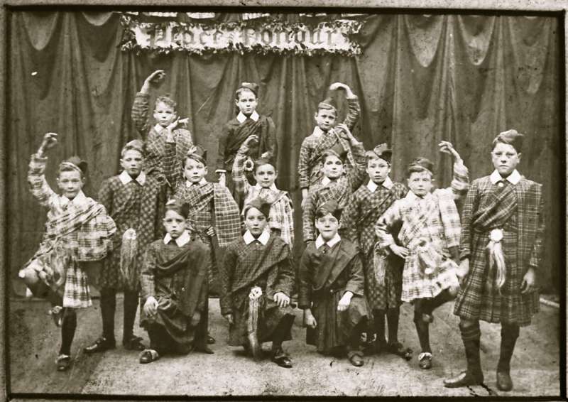 Group of boys in tartan costume